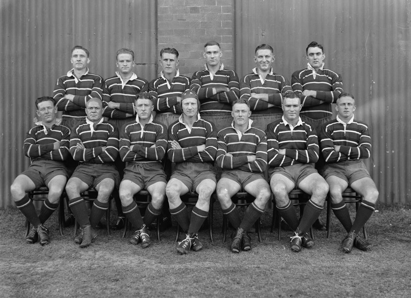 Back Row: Andy Norval, Ross McKinnon, Harry Pierce, Max Nixon, Joe Pearce, Rod O’Loan
Seated: Tom Dowling, Ernie Norman, Tom McLachlan, Dave Brown (Captain), Fred Tottey, Ray Stehr, Viv Thicknesse (Vice Captain)
Absent: Jack Coote